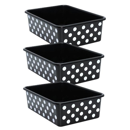 Teacher Created Resources Teacher Created Resources TCR20420-3 Plastic Storage Bin; Black with White Polka Dots - Large - Pack of 3 TCR20420-3